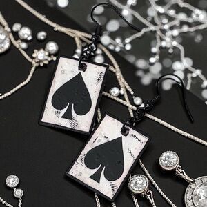 Cool Playing Card Ace Of Spades Earrings